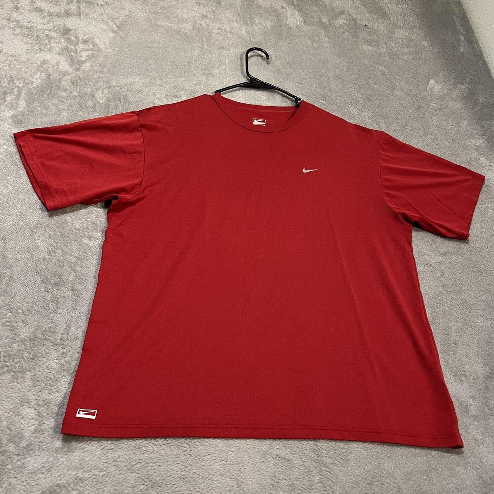 Nike Shirt Mens Large Red Swoosh Logo Crewneck Short Sleeve Athletic Tee Casual